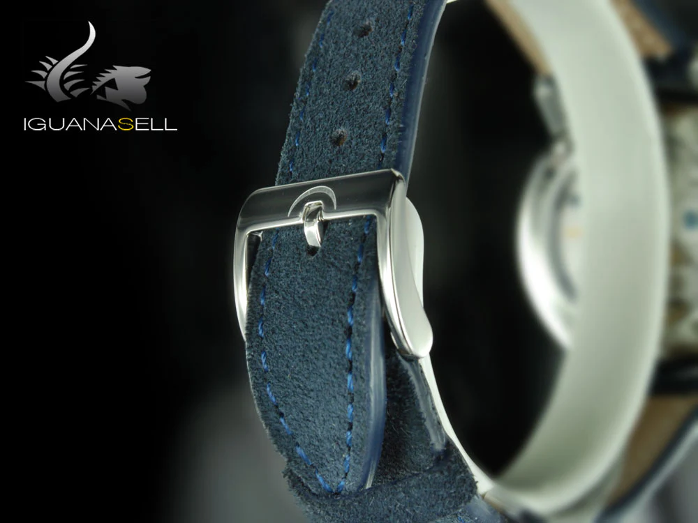 Meistersinger Phanero Watch, Manual winding, Blue sunburst, 35mm, Leather strap - Image 7