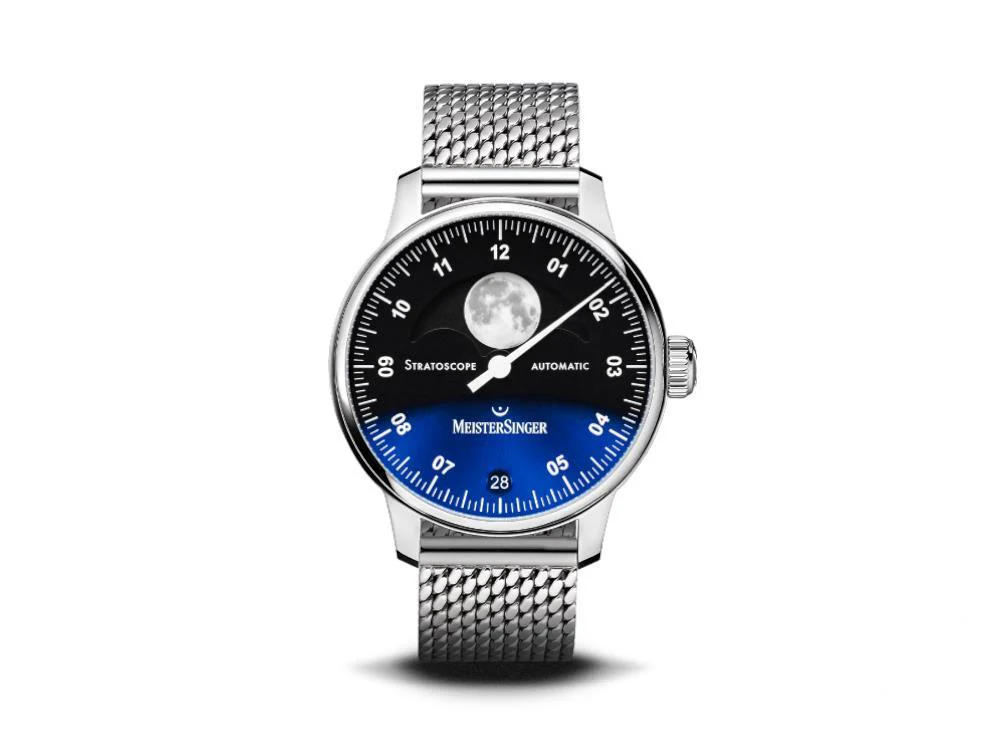 Meistersinger Stratoscope Automatic Watch, SW 220-1, 43 mm, Blue, ST982-MIL20 - Image 2