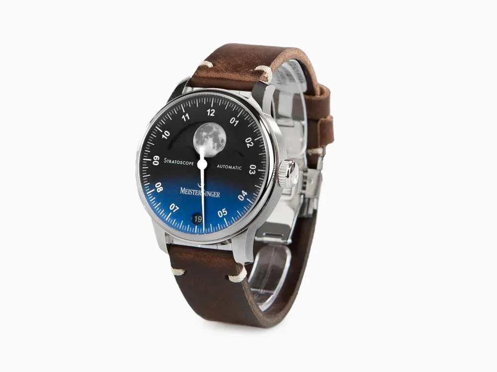 Meistersinger Stratoscope Automatic Watch, SW 220-1, 43 mm, Blue, ST982-SVSL02 - Image 4