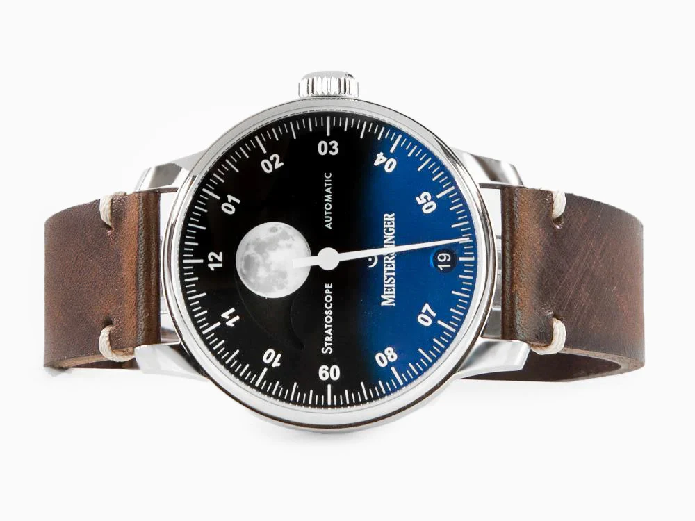 Meistersinger Stratoscope Automatic Watch, SW 220-1, 43 mm, Blue, ST982-SVSL02 - Image 7
