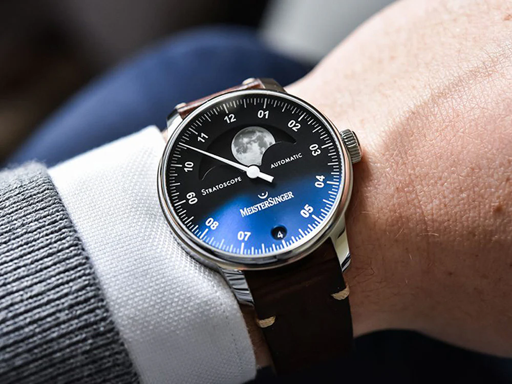 Meistersinger Stratoscope Automatic Watch, SW 220-1, 43 mm, Blue, ST982-SVSL02 - Image 9