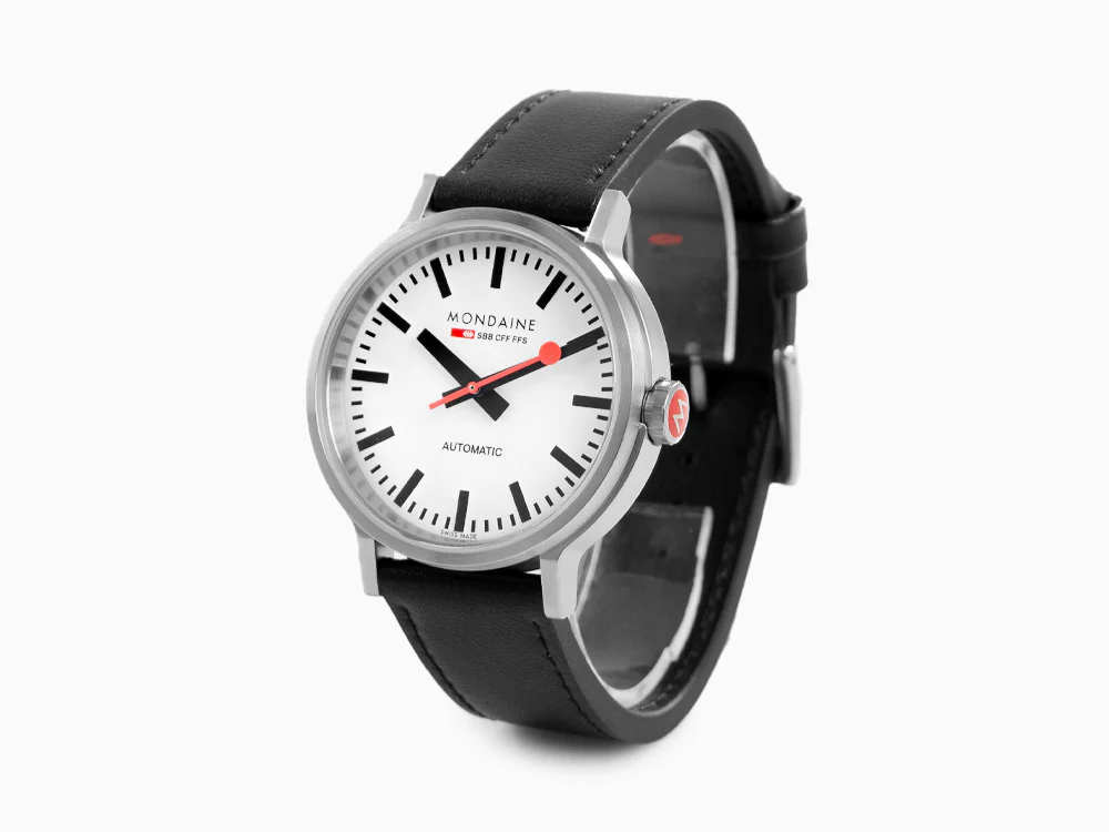 Mondaine Classic Original Automatic Watch, White, 41 mm, MST.4161B.LB - Image 4
