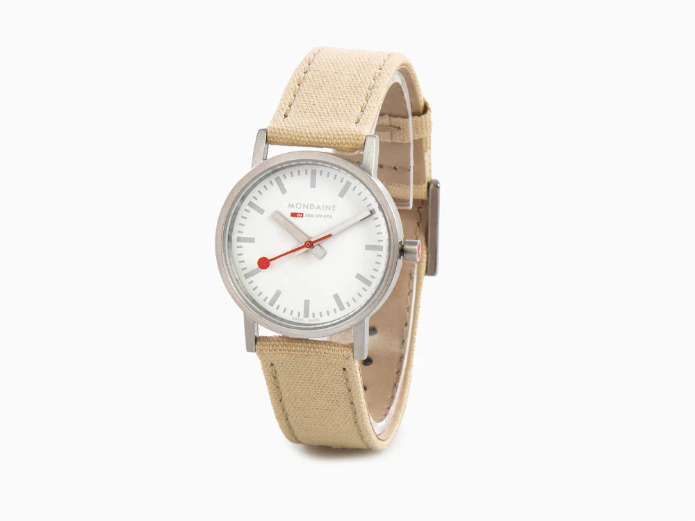 Mondaine Classic Quartz Watch, White, 30 mm, Fabric strap, A658.30323.17SBK - Image 4