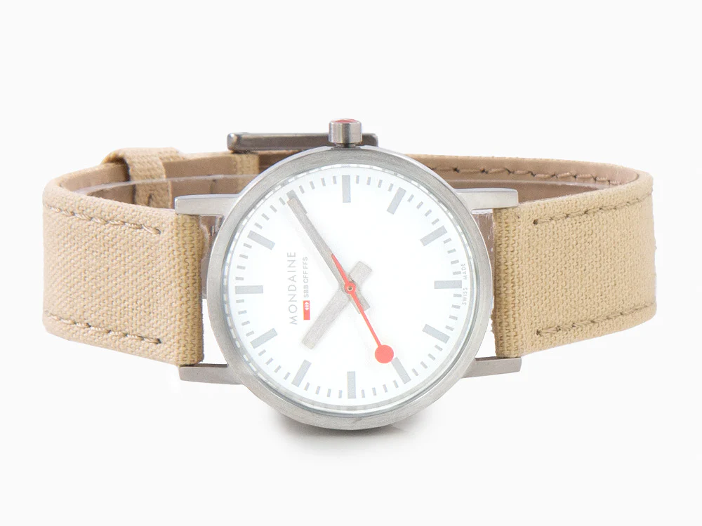 Mondaine Classic Quartz Watch, White, 30 mm, Fabric strap, A658.30323.17SBK - Image 7