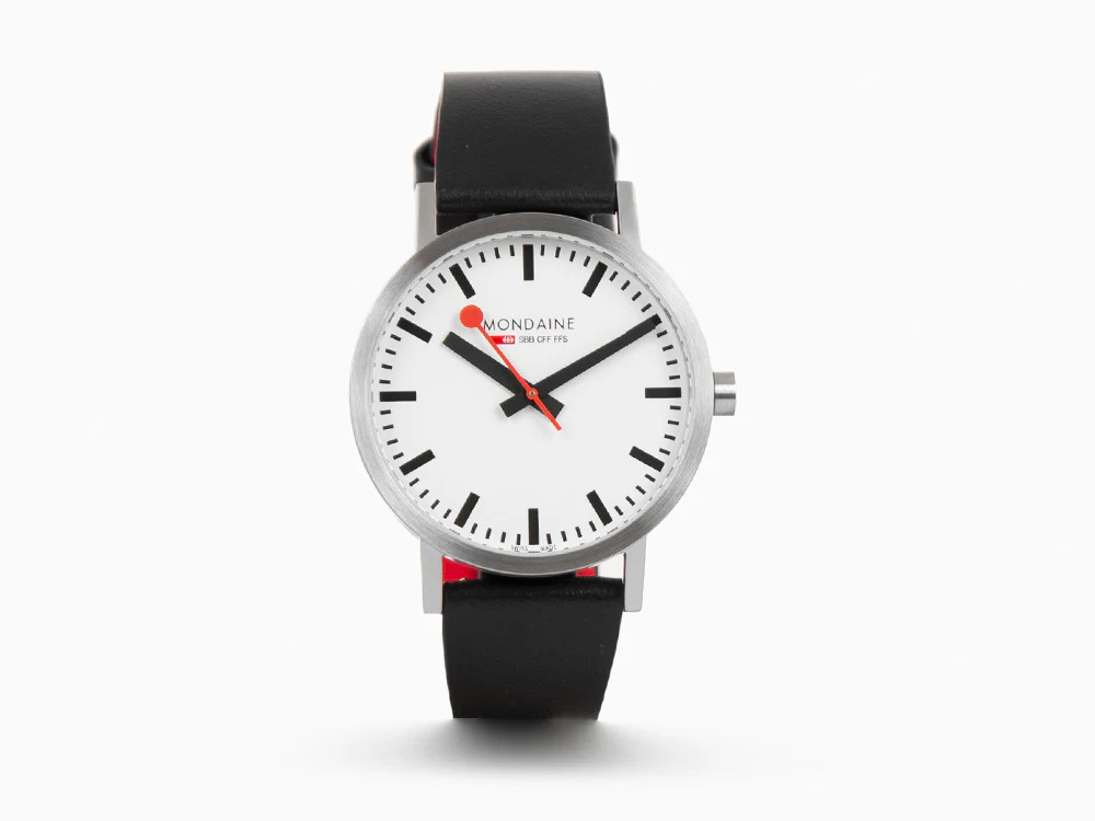 Mondaine Classic Quartz Watch, White, 40 mm, Leather strap, A660.30360.16SBB - Image 2