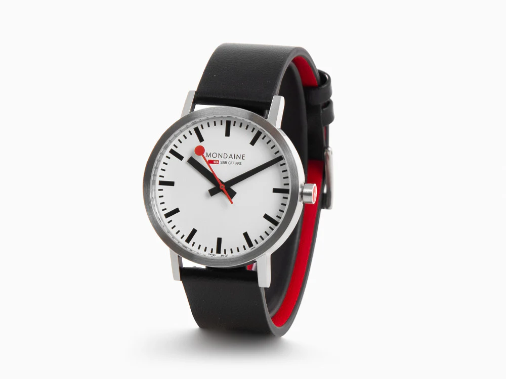 Mondaine Classic Quartz Watch, White, 40 mm, Leather strap, A660.30360.16SBB - Image 4