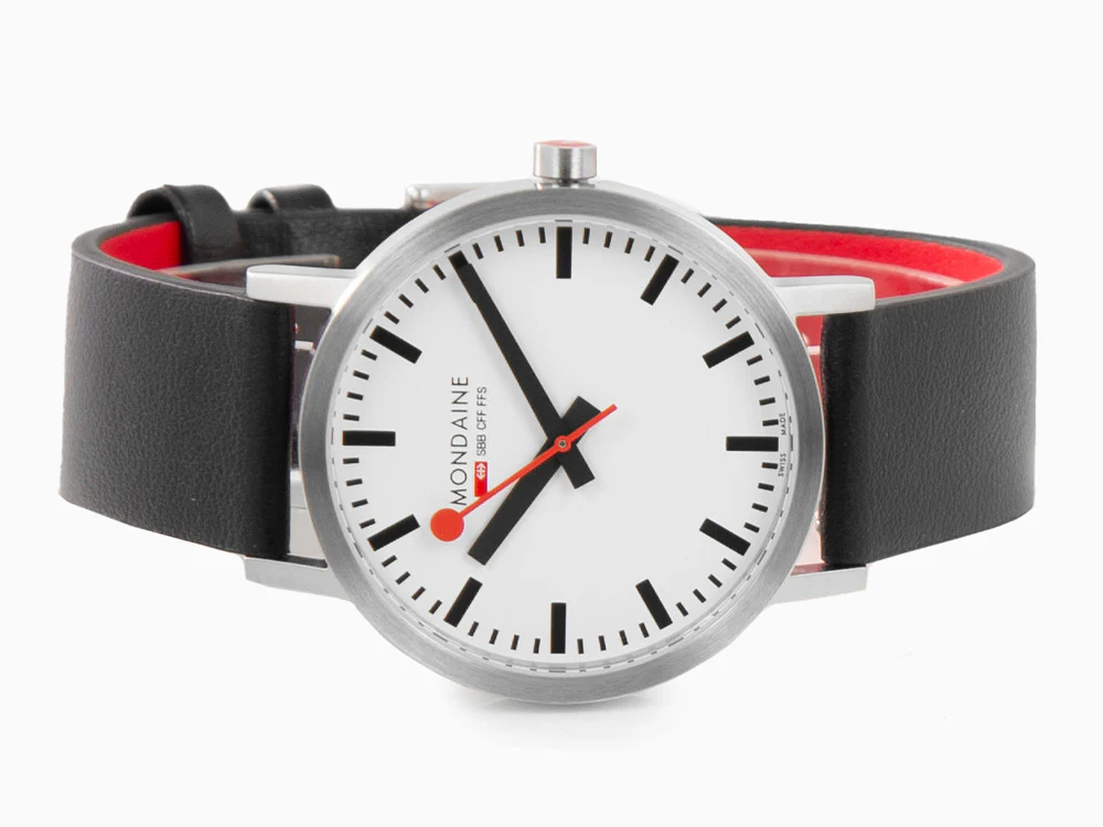 Mondaine Classic Quartz Watch, White, 40 mm, Leather strap, A660.30360.16SBB - Image 7