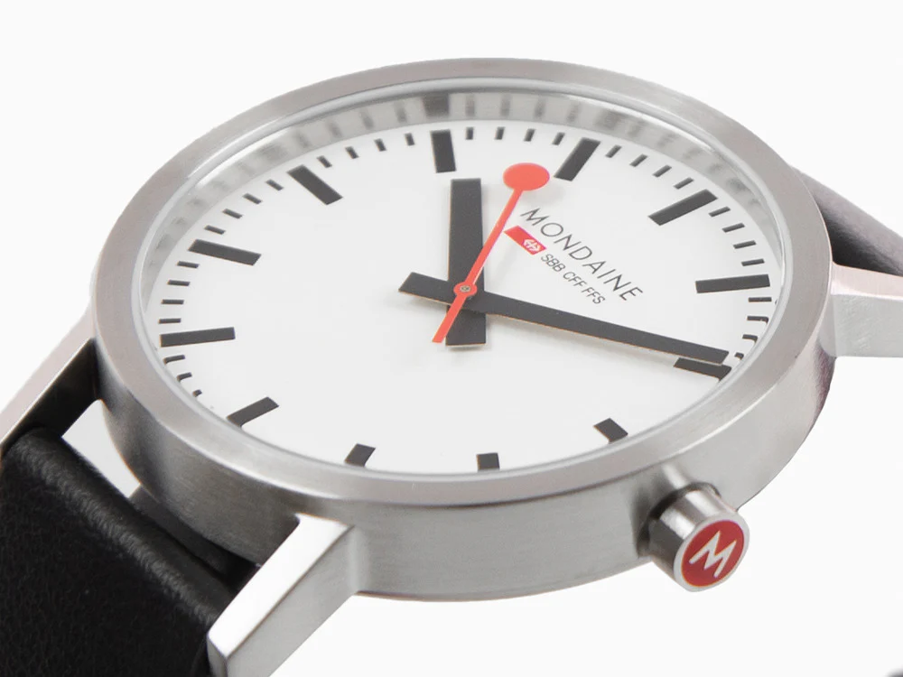 Mondaine Classic Quartz Watch, White, 40 mm, Leather strap, A660.30360.16SBB - Image 8