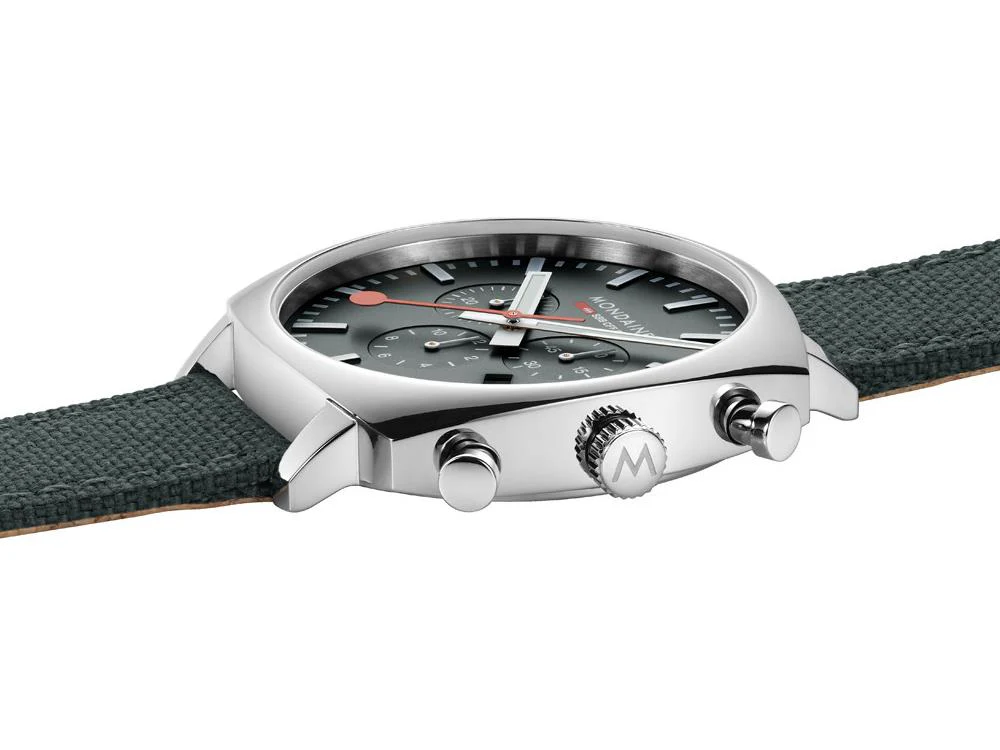 Mondaine Cushion Quartz Watch, Green, 41 mm, Fabric strap, MSL.41460.LF.SET - Image 7