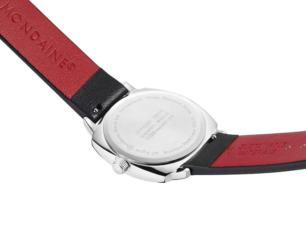 Mondaine Cushion Quartz Watch, White, 31 mm, Leather strap, MSL.31110.LBV - Image 6