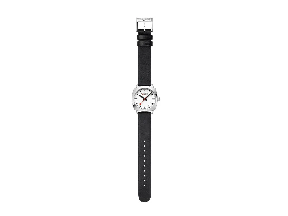 Mondaine Cushion Quartz Watch, White, 31 mm, Leather strap, MSL.31110.LBV - Image 7