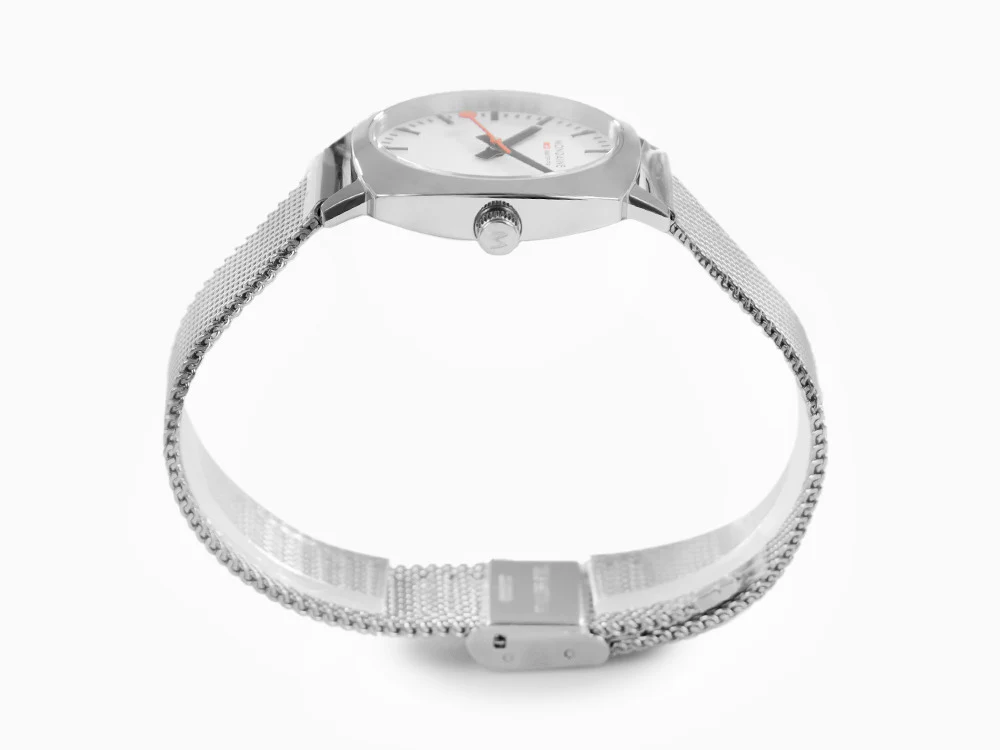 Mondaine Cushion Quartz Watch, White, 31 mm, MSL.31110.SM - Image 5