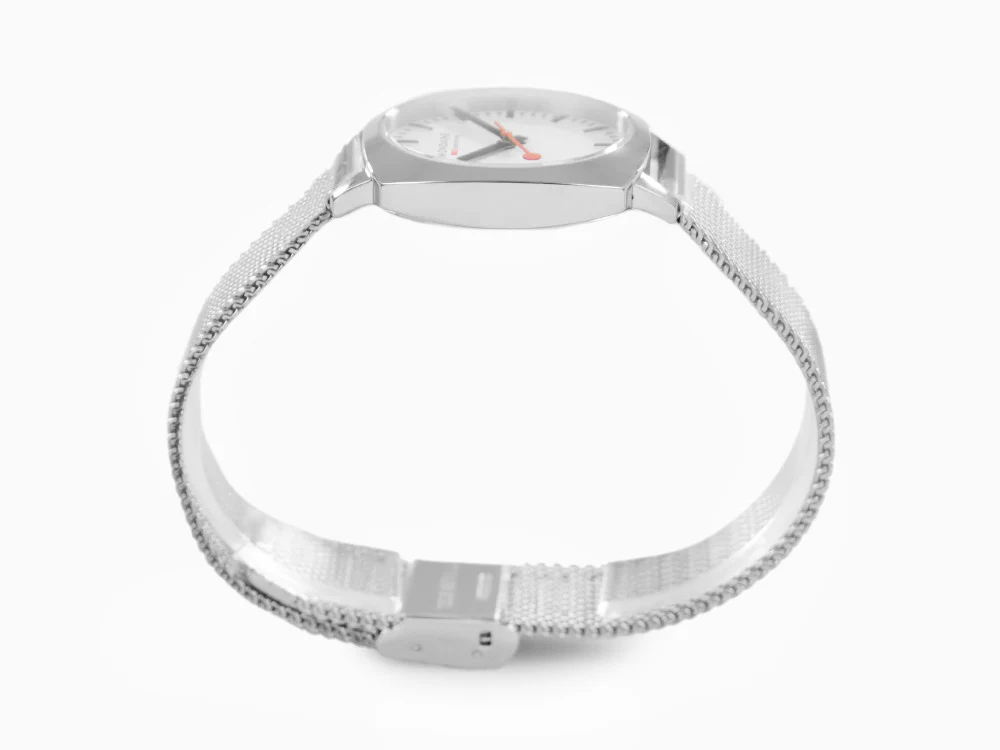 Mondaine Cushion Quartz Watch, White, 31 mm, MSL.31110.SM - Image 6