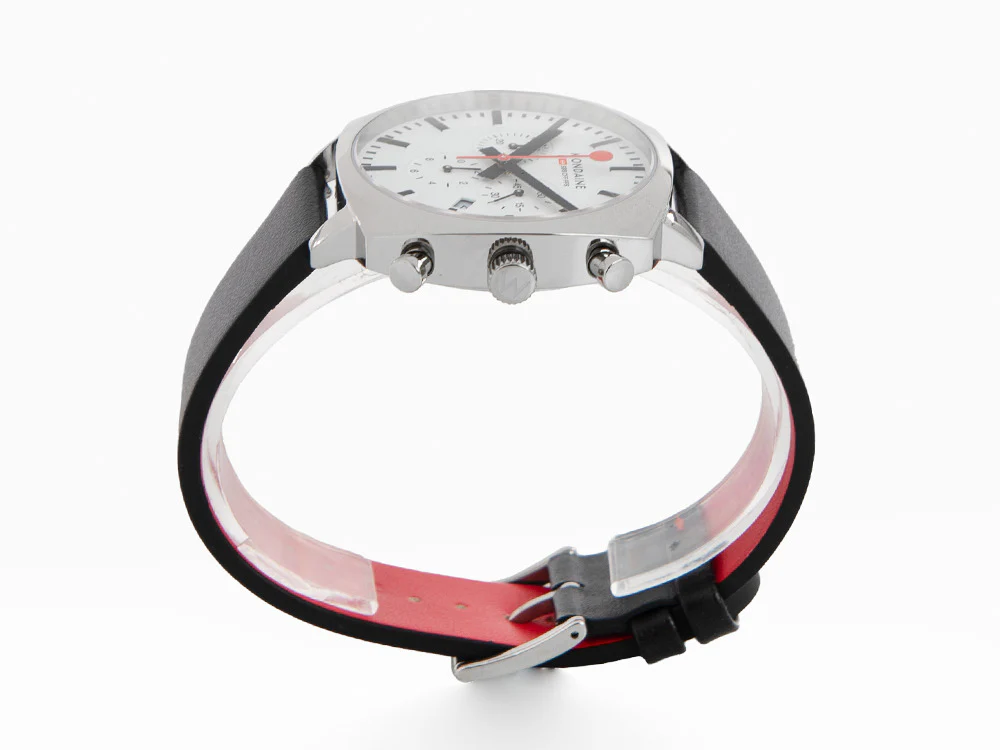 Mondaine Cushion Quartz Watch, White, 41 mm, Leather strap, MSL.41410.LBV.SET - Image 5
