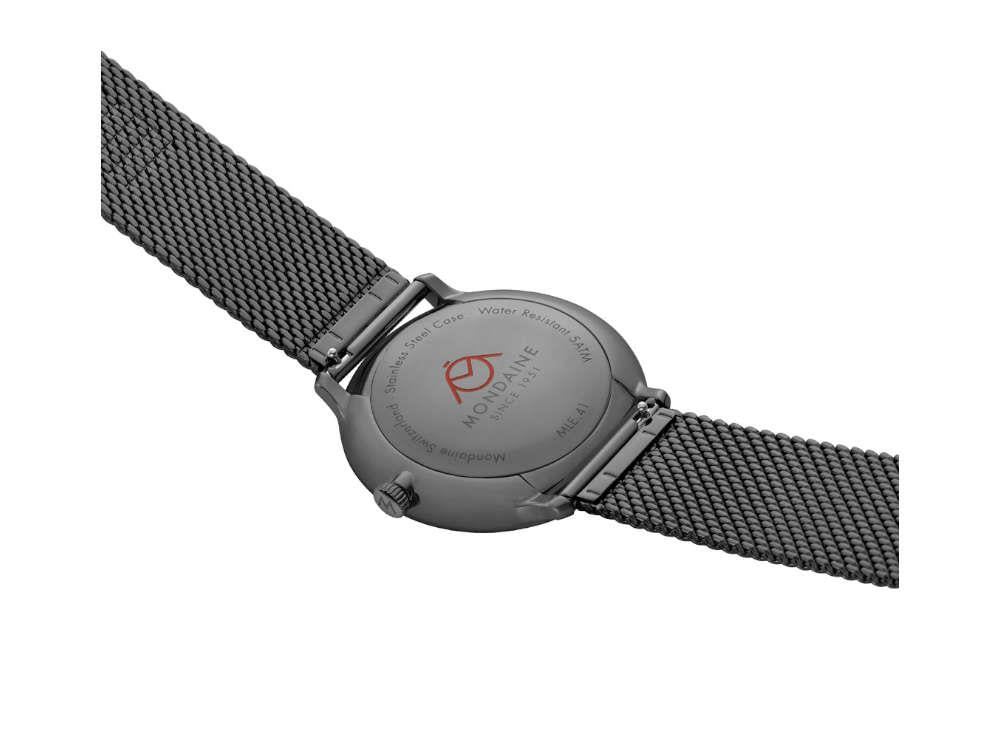 Mondaine Doppio IP Gun Quartz Watch, Black, 41 mm, MLE.41220.SM - Image 5