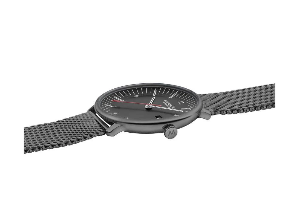 Mondaine Doppio IP Gun Quartz Watch, Black, 41 mm, MLE.41220.SM - Image 6
