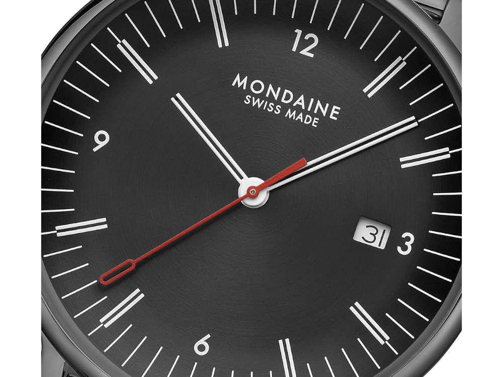 Mondaine Doppio IP Gun Quartz Watch, Black, 41 mm, MLE.41220.SM - Image 7