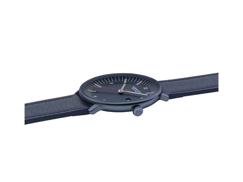 Mondaine Doppio IP Quartz Watch, Blue, 41 mm, MLE.41240.LDV - Image 4