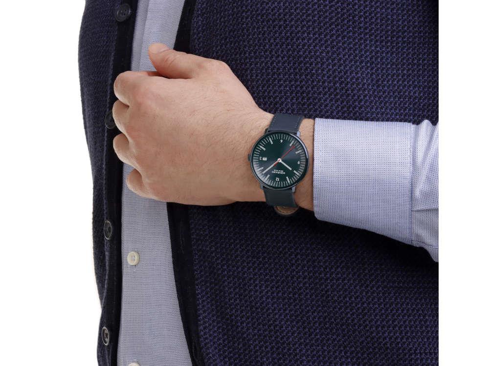 Mondaine Doppio IP Quartz Watch, Blue, 41 mm, MLE.41240.LDV - Image 6