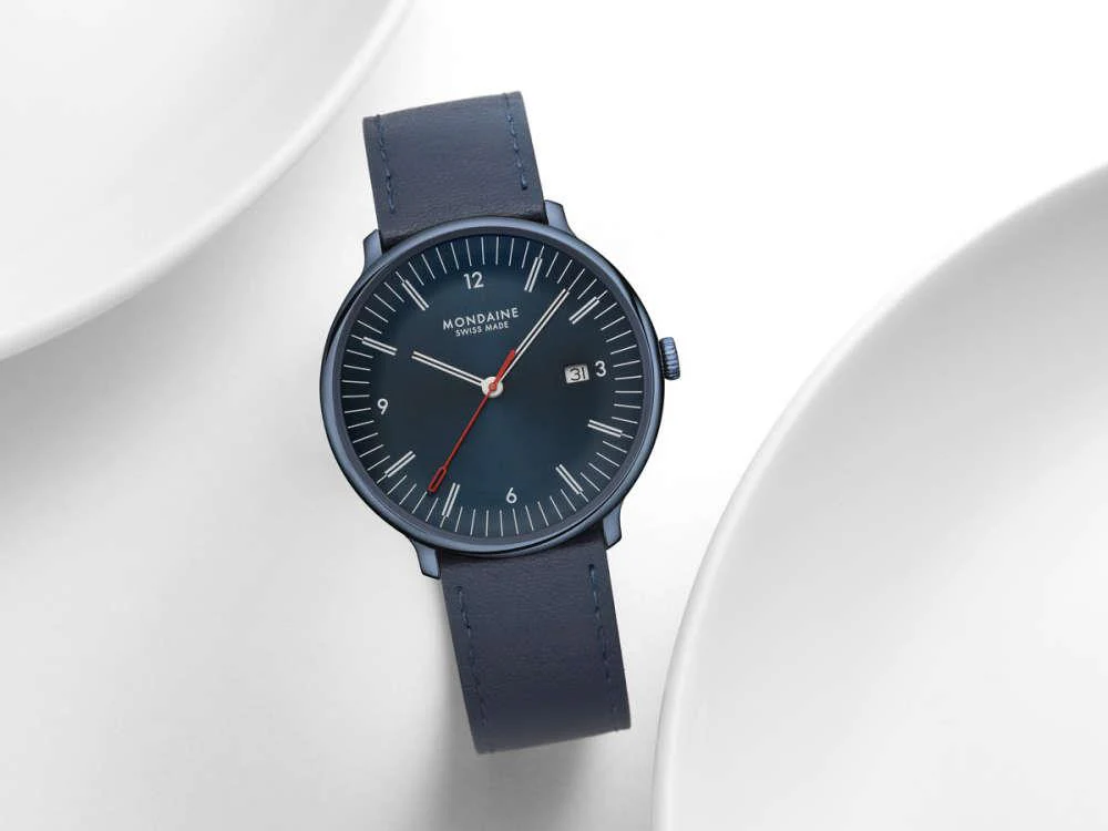 Mondaine Doppio IP Quartz Watch, Blue, 41 mm, MLE.41240.LDV - Image 7