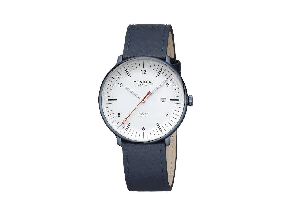 Mondaine Doppio IP Solar Quartz Watch, White, 41 mm, MLE.41910.LQV - Image 4