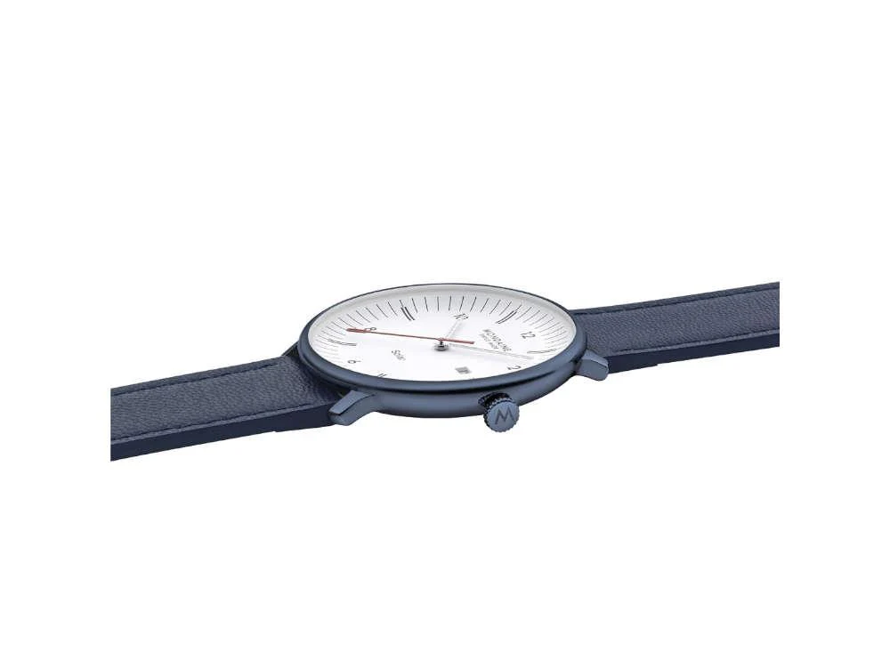 Mondaine Doppio IP Solar Quartz Watch, White, 41 mm, MLE.41910.LQV - Image 6
