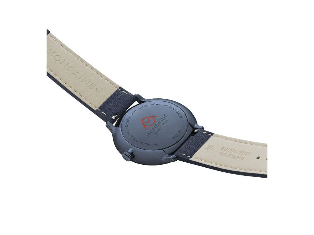 Mondaine Doppio IP Solar Quartz Watch, White, 41 mm, MLE.41910.LQV - Image 7