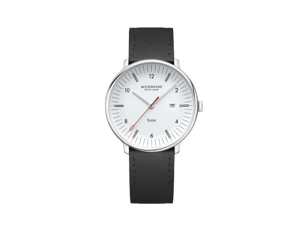 Mondaine Doppio Quartz Solar Watch, White, 41 mm, MLE.41910.LBV - Image 2