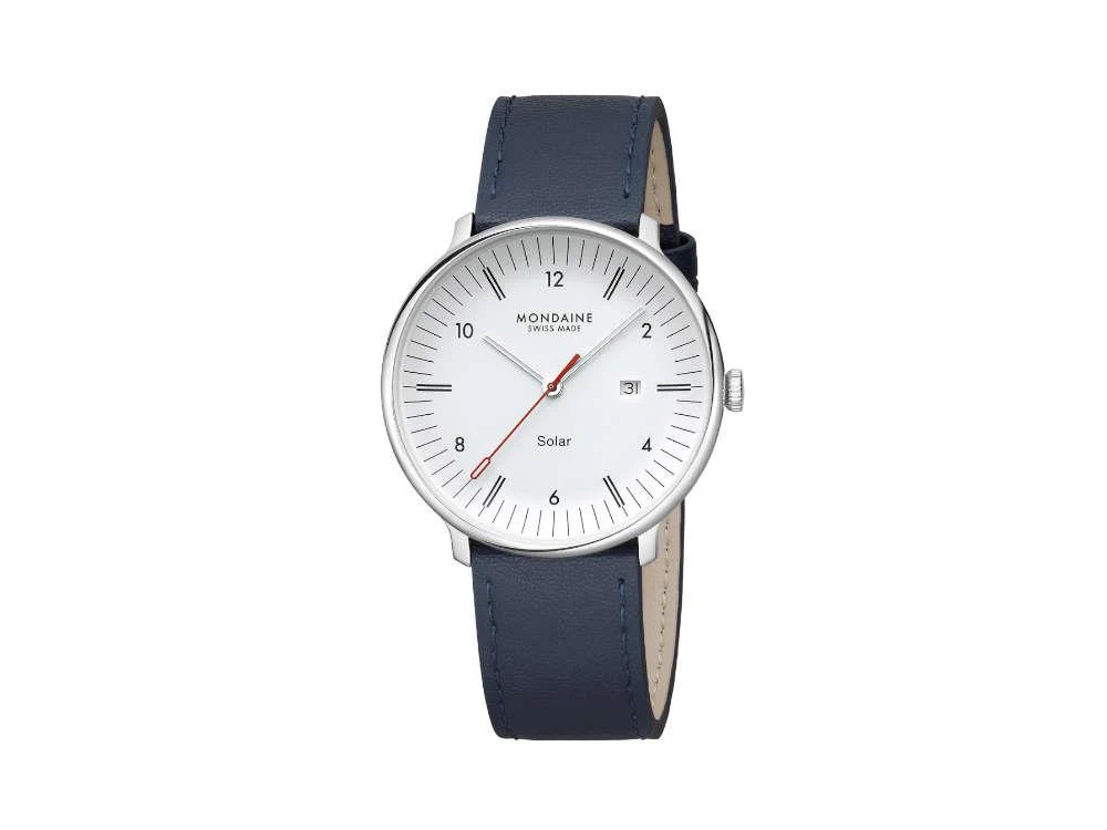 Mondaine Doppio Quartz Solar Watch, White, 41 mm, MLE.41910.LDV - Image 3