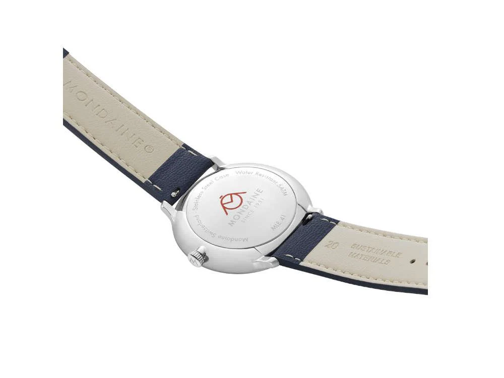 Mondaine Doppio Quartz Solar Watch, White, 41 mm, MLE.41910.LDV - Image 6