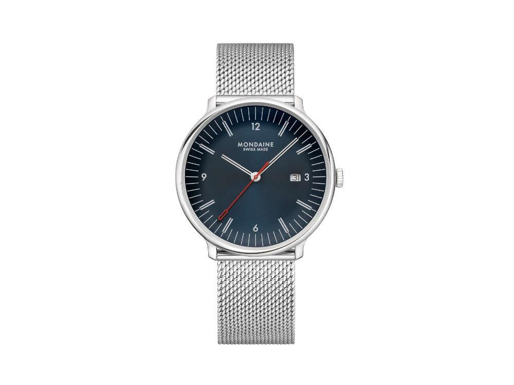 Mondaine Doppio Quartz Watch, Blue, 41 mm, MLE.41240.LQV.SET - Image 3