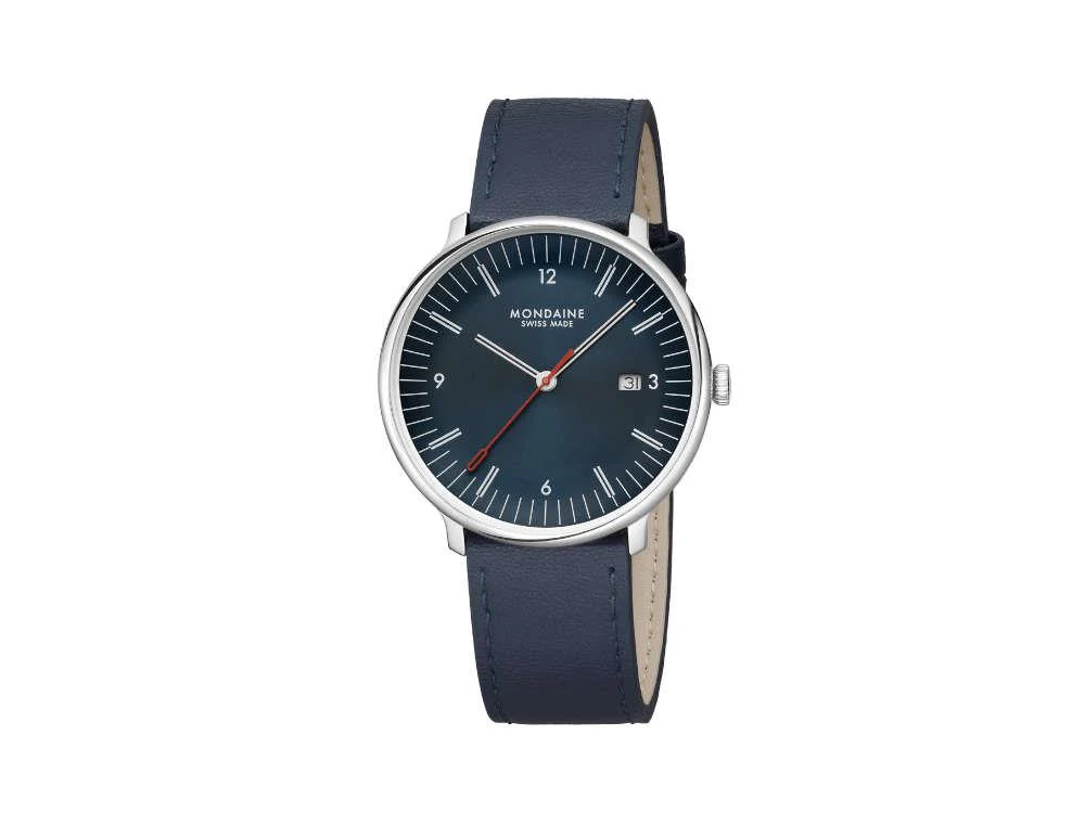 Mondaine Doppio Quartz Watch, Blue, 41 mm, MLE.41240.LQV.SET - Image 4