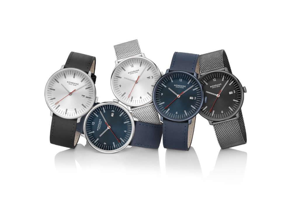 Mondaine Doppio Quartz Watch, Blue, 41 mm, MLE.41240.LQV.SET - Image 7