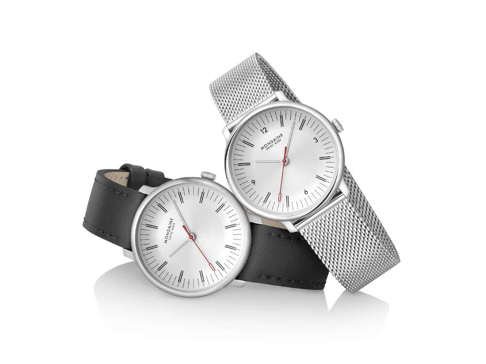 Mondaine Doppio Quartz Watch, White, 33 mm, MLE.33110.SM - Image 7