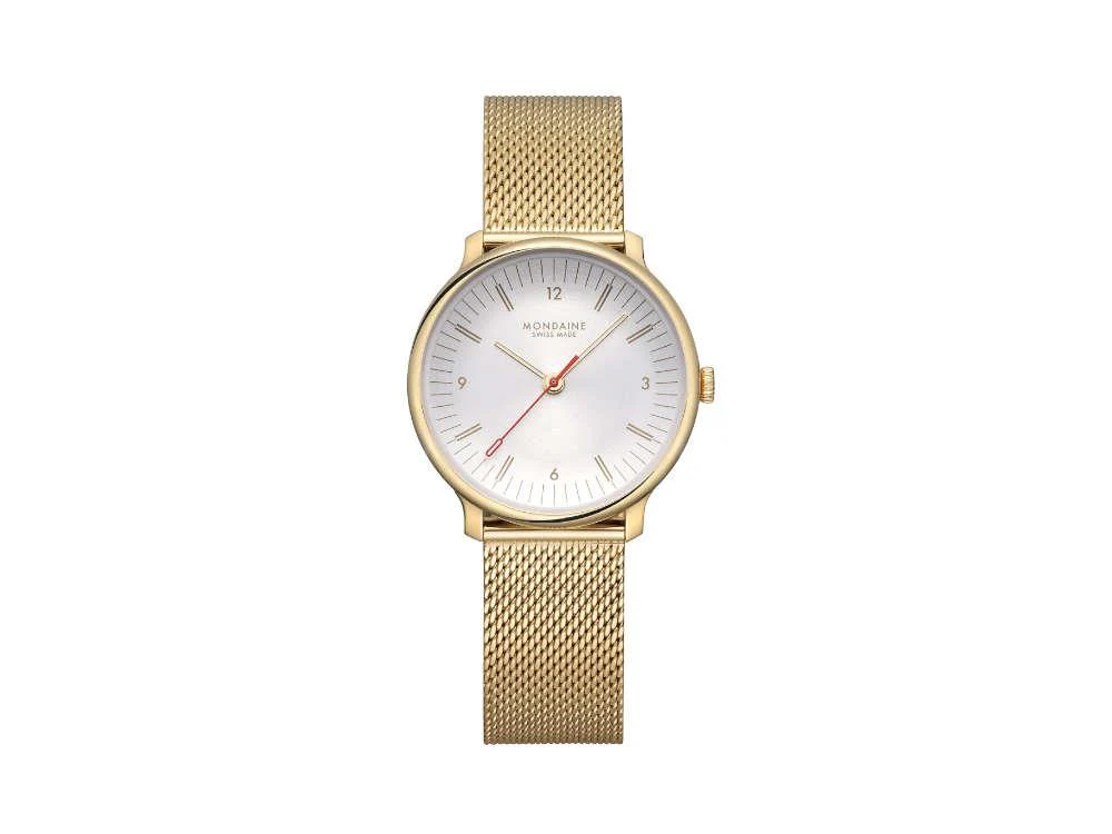Mondaine Doppio Quartz Watch, White, 33 mm, MLE.33111.SM