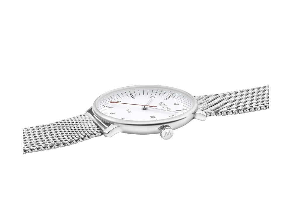 Mondaine Doppio Solar Quartz Watch, White, 41 mm, MLE.41910.SM - Image 4
