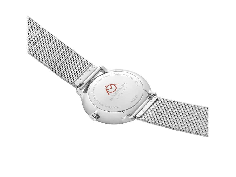 Mondaine Doppio Solar Quartz Watch, White, 41 mm, MLE.41910.SM - Image 5