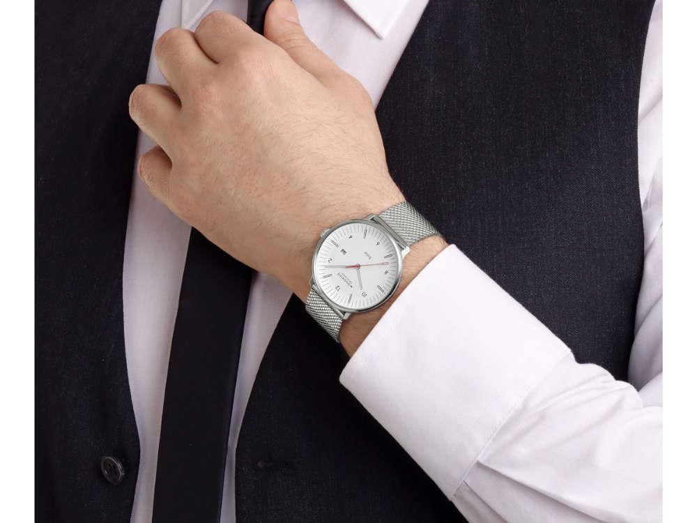 Mondaine Doppio Solar Quartz Watch, White, 41 mm, MLE.41910.SM - Image 6