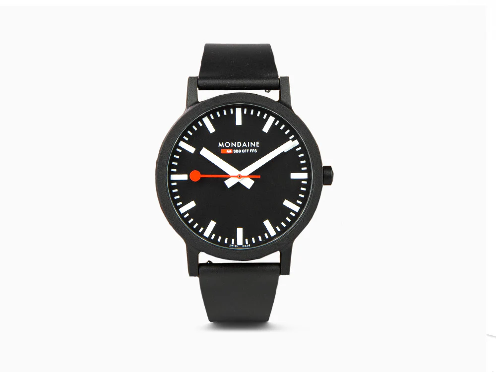 Mondaine Essence Quartz Watch, Ecological - Recycled, Black, 41mm, MS1.41120.RB - Image 2