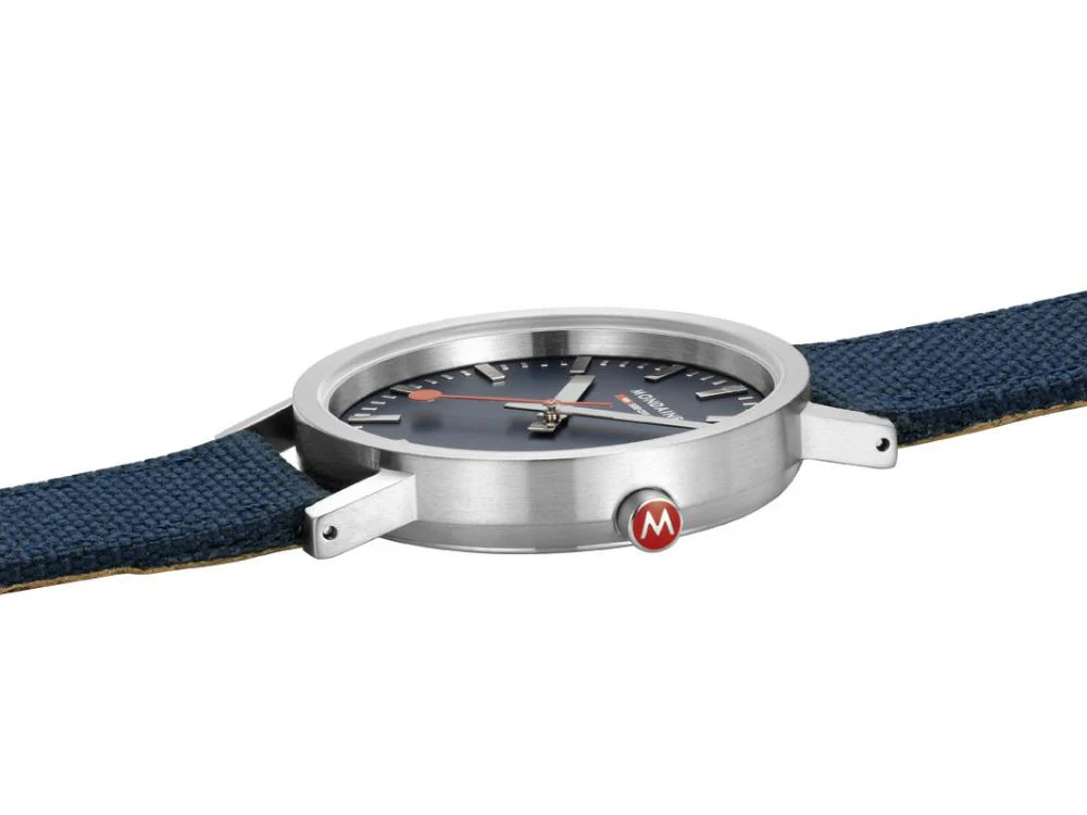 Mondaine SBB Classic Quartz Watch, Blue, 36 mm, Fabric strap, A660.30314.40SBD - Image 3