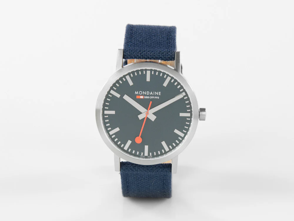 Mondaine SBB Classic Quartz Watch, Blue, 40 mm, Fabric strap, A660.30360.40SBD - Image 2