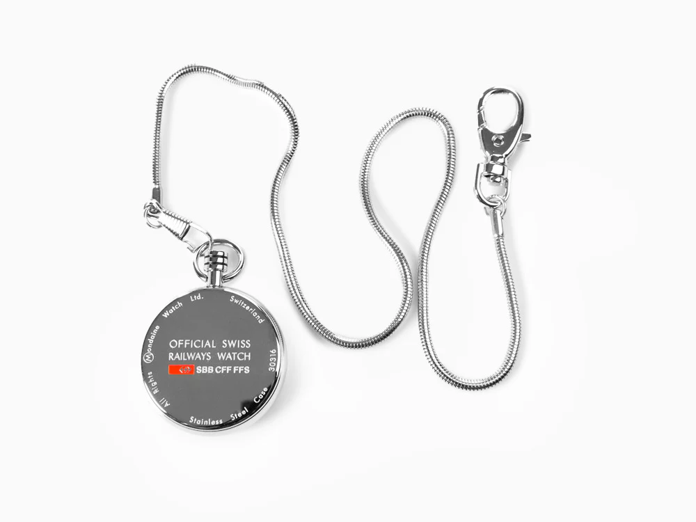 Mondaine SBB Evo Quartz Pocket Watch, Steel, White, 43 mm, A660.30316.11SBB - Image 3