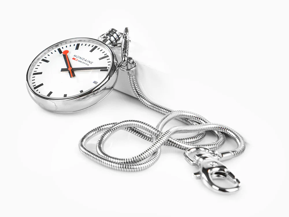 Mondaine SBB Evo Quartz Pocket Watch, Steel, White, 43 mm, A660.30316.11SBB - Image 6