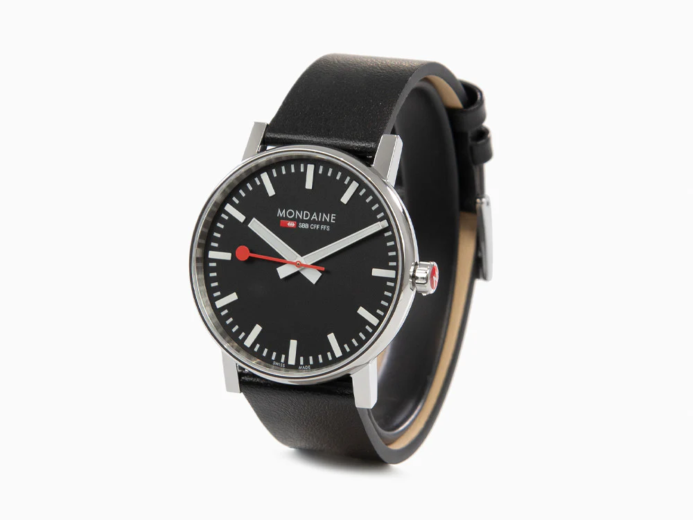 Mondaine SBB Evo Quartz Watch, Polished stainless, Black, 43 mm MSE.43120.LB - Image 4