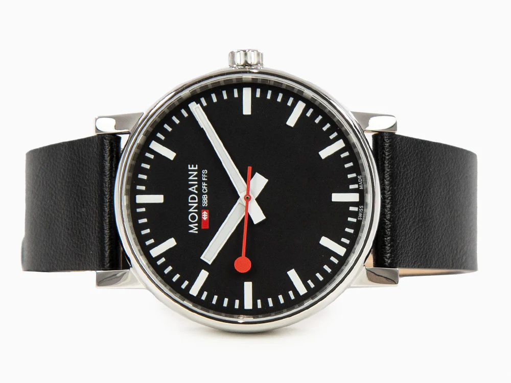 Mondaine SBB Evo Quartz Watch, Polished stainless, Black, 43 mm MSE.43120.LB - Image 7