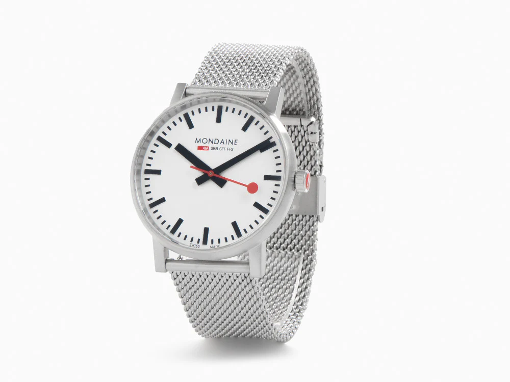 Mondaine SBB Evo Quartz Watch, White, 43 mm MSE.43110.SJ - Image 4