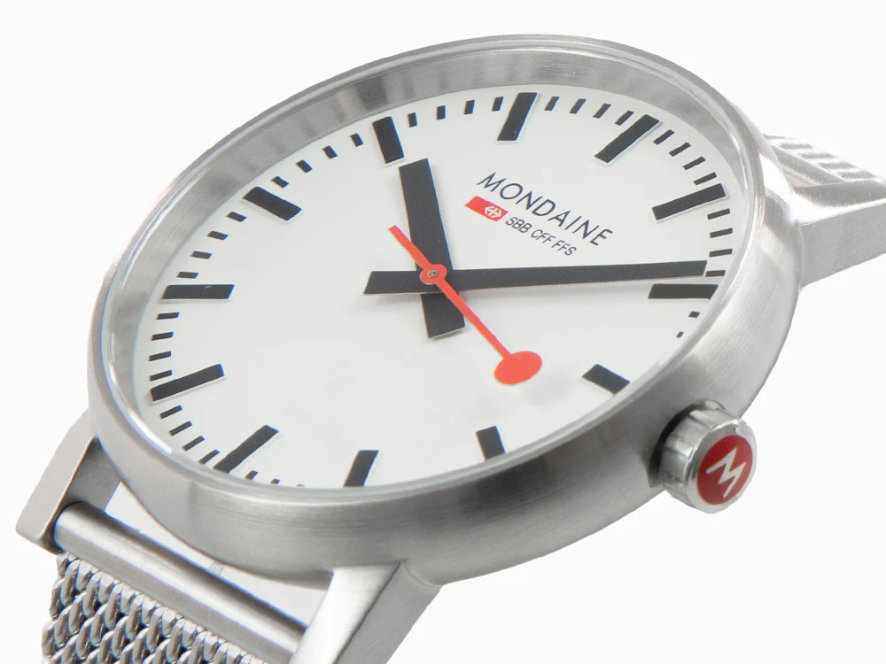 Mondaine SBB Evo Quartz Watch, White, 43 mm MSE.43110.SJ - Image 8