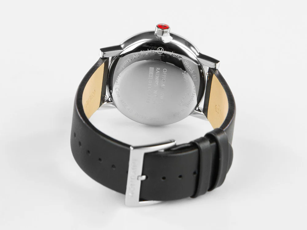 Mondaine SBB Evo2 Big Quartz Watch, White, 40 mm, Day, Leather, MSE.40210.LB - Image 3