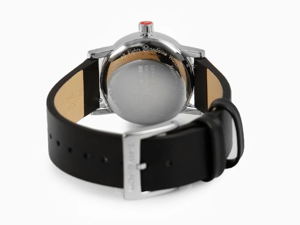 Mondaine SBB Evo2 Quartz Watch, White, 30mm, Day, Leather strap, MSE.30210.LB - Image 3
