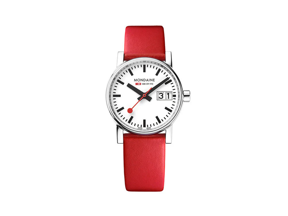 Mondaine SBB Evo2 Quartz Watch, White, 30mm, Day, MSE.30210.LC - Image 3